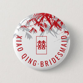 Chapa Redonda De 5 Cm Zen Bamboo deja etiqueta moderna de nombre de Boda