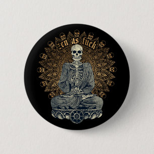Chapa Redonda De 5 Cm Zen Como Divertido Buda Yoga Esqueleto Meditación