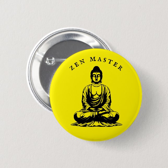 Chapa Redonda De 5 Cm Zen Master - Buddha meditación Amarillo (Anverso y reverso)