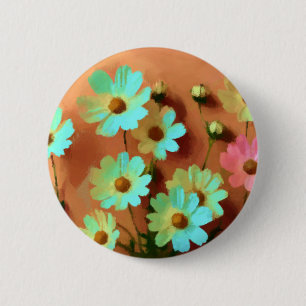 Chapa Redonda De 5 Cm Zinnia Elegans Flores