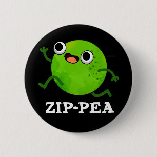 Chapa Redonda De 5 Cm Zip-pea Funny Zippy Pea Pun Dark BG