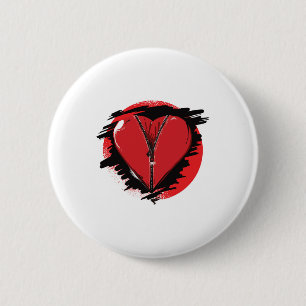 Chapa Redonda De 5 Cm Zipper Heart