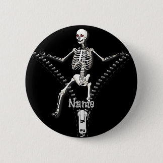 Chapa Redonda De 5 Cm Zipper Skeleton