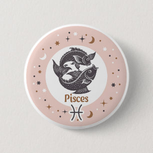 Chapa Redonda De 5 Cm Zodiac Rótulo Pisces