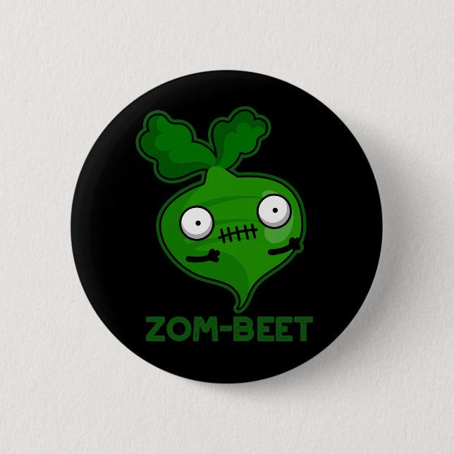 Chapa Redonda De 5 Cm Zom-beet Funny Zombie Beet Pun Dark BG (Anverso)