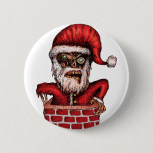 Chapa Redonda De 5 Cm Zombi Santa