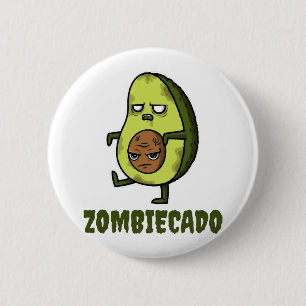 Chapa Redonda De 5 Cm Zombie Aguacate Zombiecado Funny Halloween Kawaii