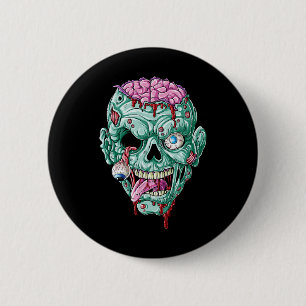 Chapa Redonda De 5 Cm Zombie Face Brain Halloween Niños Hombres Mujeres