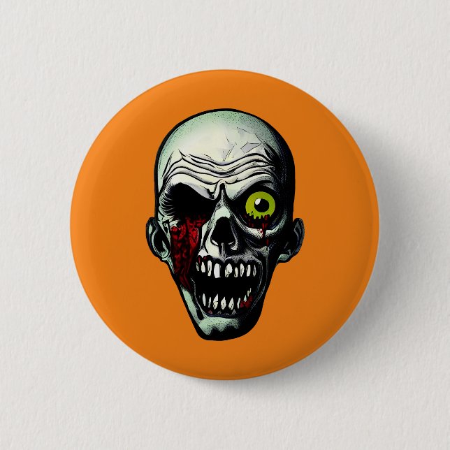 Chapa Redonda De 5 Cm Zombie Head (Anverso)