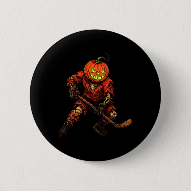 Chapa Redonda De 5 Cm Zombie Hockey Player Costume Skeleton Ice Hockey H (Anverso)