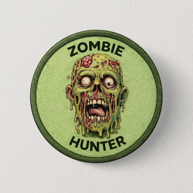 Chapa Redonda De 5 Cm Zombie Hunter (Anverso)