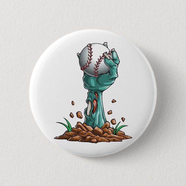 Chapa Redonda De 5 Cm Zombie Manos Béisbol Funny Halloween Horror (Anverso)