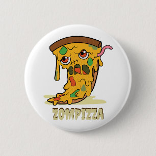 Chapa Redonda De 5 Cm Zombie Pizza Zompizza Funny Halloween Kawaii