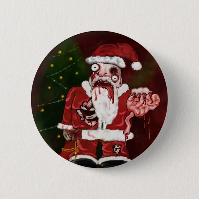 Chapa Redonda De 5 Cm Zombie Santa Button (Anverso)