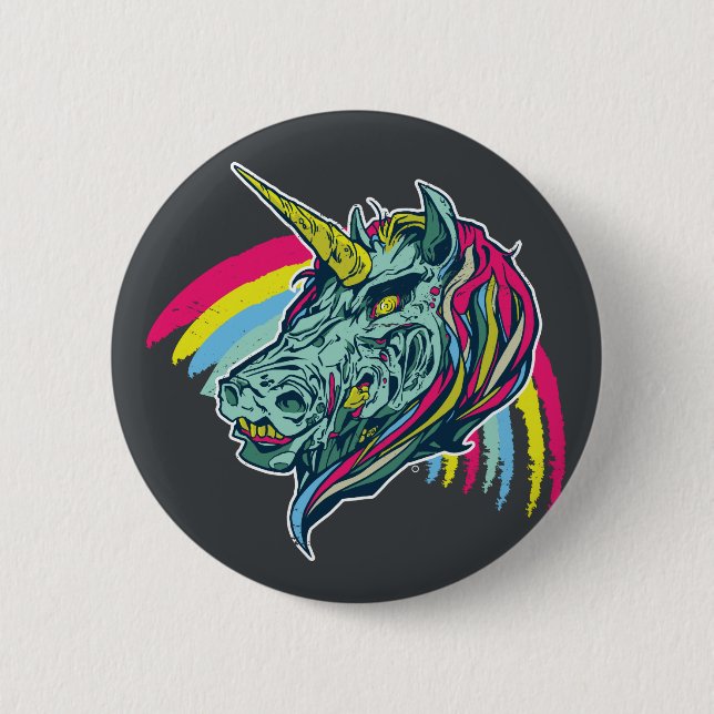Chapa Redonda De 5 Cm Zombie Unicorn (Anverso)