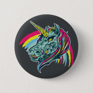 Chapa Redonda De 5 Cm Zombie Unicorn