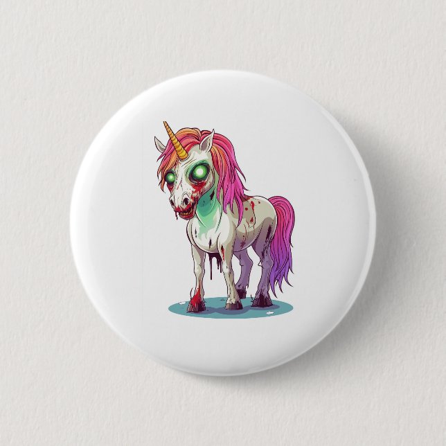 Chapa Redonda De 5 Cm Zombie Unicorn (Anverso)