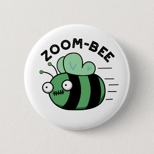 Chapa Redonda De 5 Cm Zoom-bee Funny Halloween Zombie Bee Pun
