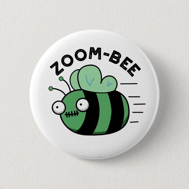 Chapa Redonda De 5 Cm Zoom-bee Funny Halloween Zombie Bee Pun (Anverso)
