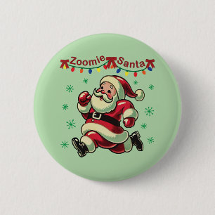 Chapa Redonda De 5 Cm Zoomie Santa Navidad