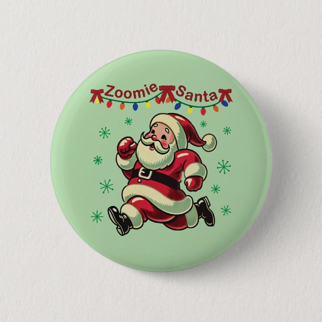 Chapa Redonda De 5 Cm Zoomie Santa Navidad (Anverso)