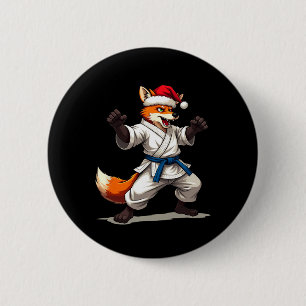 Chapa Redonda De 5 Cm Zorro De Animales Gracioso En Uniforme De Karate P