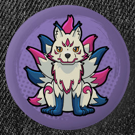 Chapa Redonda De 5 Cm Zorro de nueve colas- Yokai Kitsune