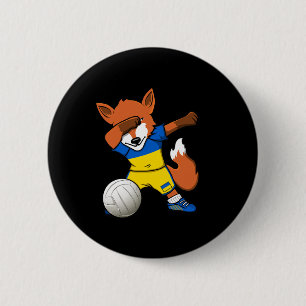 Chapa Redonda De 5 Cm Zorro que hace dabbing Ucrania Fans de Voleibol Je
