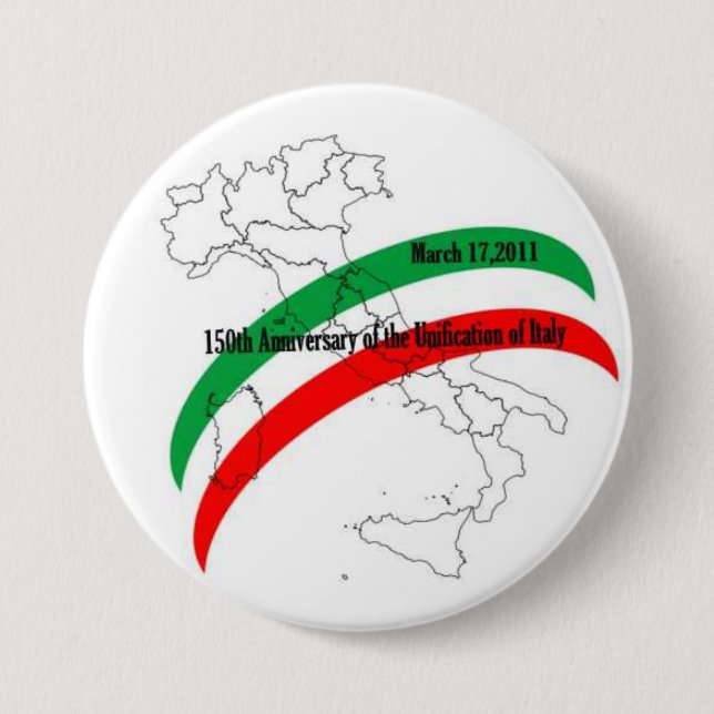 Chapa Redonda De 7 Cm 150o Aniversario de la unificación de Italia (Anverso)