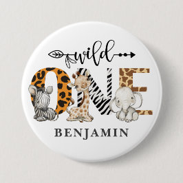 Chapa Redonda De 7 Cm 1.ᵉʳ Cumpleaños Salvaje Un Safari Animales Temátic