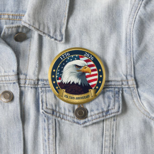 Chapa Redonda De 7 Cm 250º Aniversario USA Patriótico 1776–2026