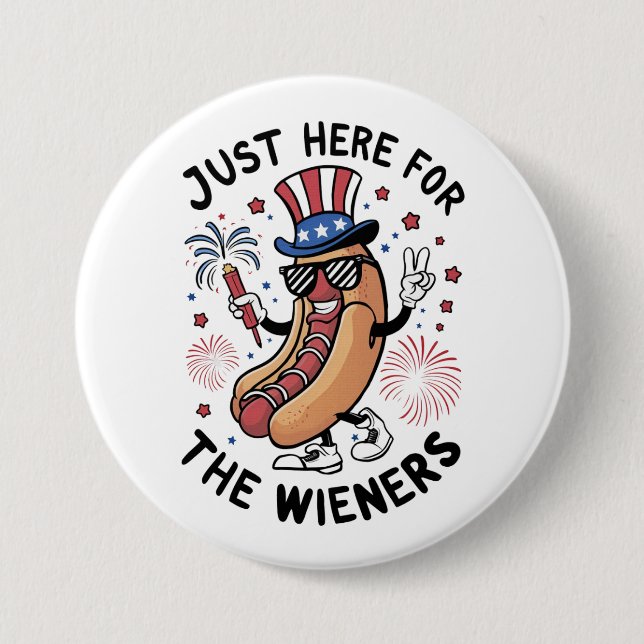 Chapa Redonda De 7 Cm 4 De Julio Wieners Bandera Estadounidense Patrióti (Anverso)