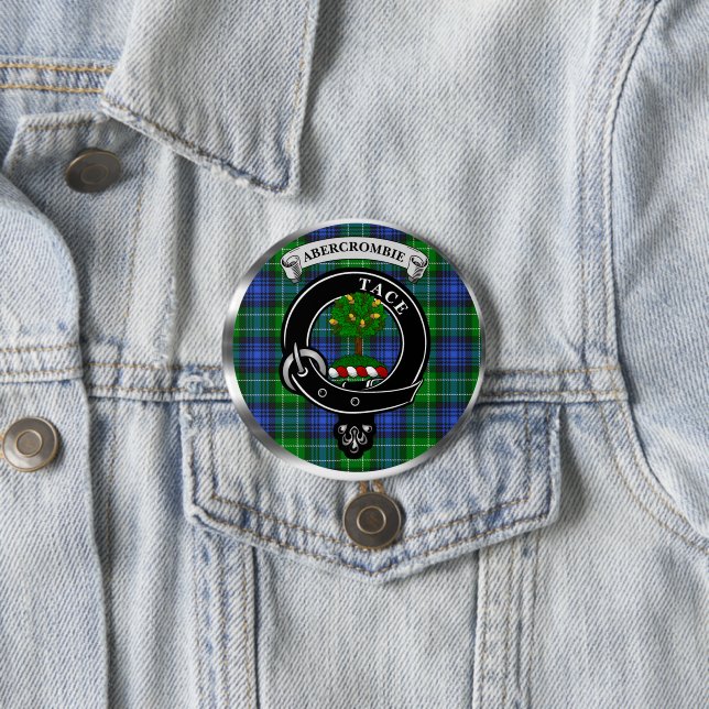 Chapa Redonda De 7 Cm Abercrombie Clan Badge & Tartan Button (In situ)