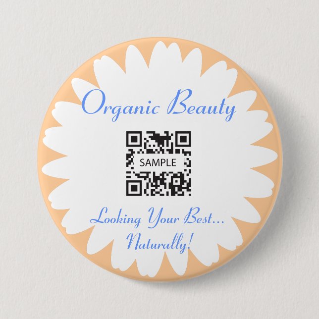 Chapa Redonda De 7 Cm Abotone la belleza orgánica de la plantilla (Anverso)