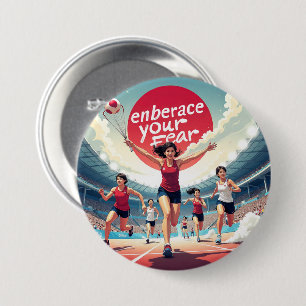Chapa Redonda De 7 Cm Abraza tu miedo - kawaii Motivational Runner