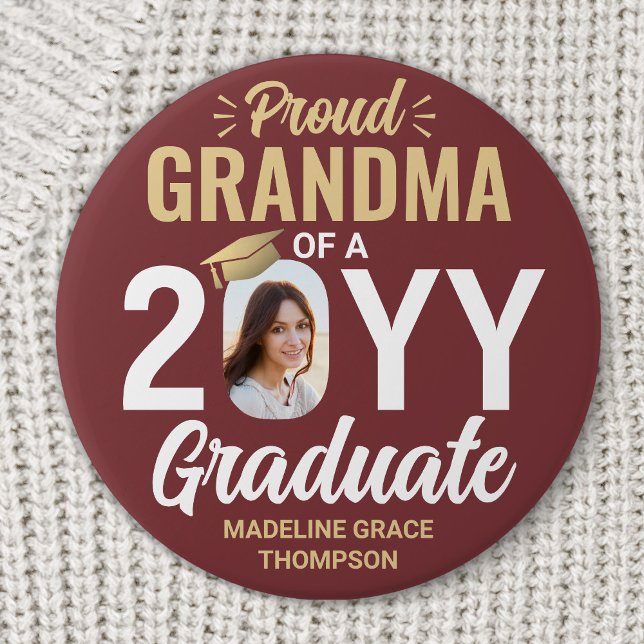 Chapa Redonda De 7 Cm Abuela Orgullosa Graduada Profesional Rojo Burdeos (Subido por el creador)