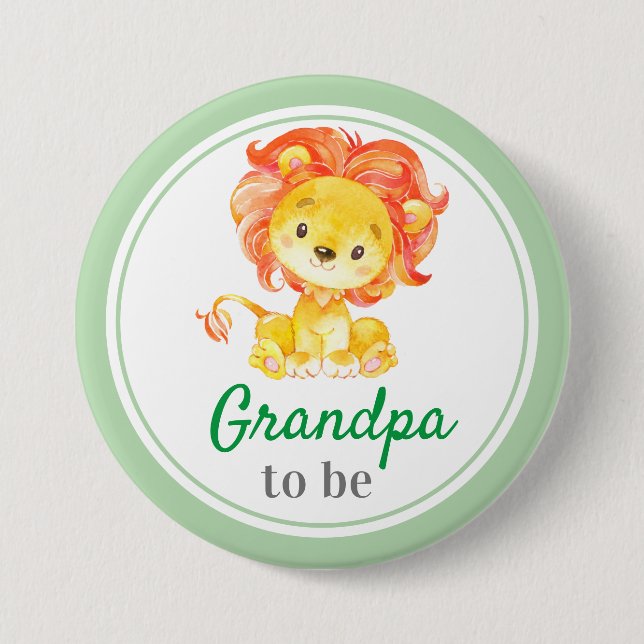 Chapa Redonda De 7 Cm Abuelo para ser abuelito niño bebé, ducha Safari (Anverso)