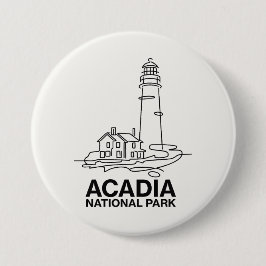 Chapa Redonda De 7 Cm Acadia National Park Lighthouse Line Art