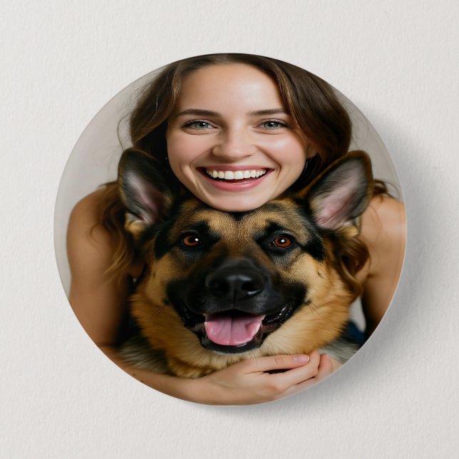 Chapa Redonda De 7 Cm Add German Shepherd Photo Personalize (Anverso)