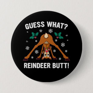 Chapa Redonda De 7 Cm Adivina Qué Chiste De Navidad De Trasero De Reno