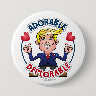 Chapa Redonda De 7 Cm ADorable DEPLORABLE Donald Trump Chibi Cómic Chist