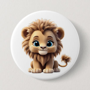 Chapa Redonda De 7 Cm Adorable Lion Cub Sitting Portrait Illustration
