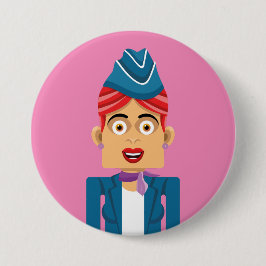 Chapa Redonda De 7 Cm Aeromoza