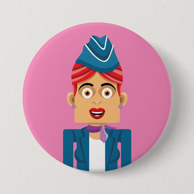 Chapa Redonda De 7 Cm Aeromoza (Anverso)