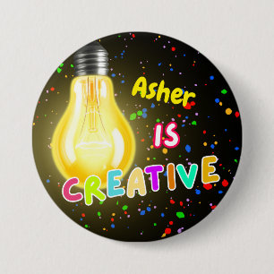 Chapa Redonda De 7 Cm Afirmación creativa negra personalizada