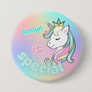Chapa Redonda De 7 Cm Afirmación especial de Unicornio mágica personaliz