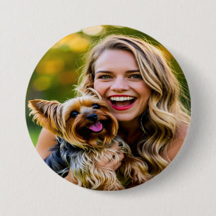 Chapa Redonda De 7 Cm Agregar foto de Yorkshire Terrier Personalizar