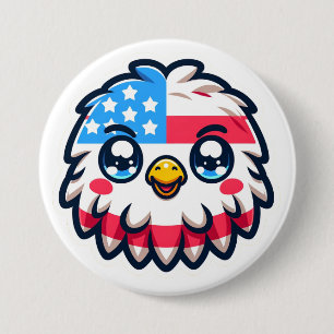 Chapa Redonda De 7 Cm Águila Americana Kawaii