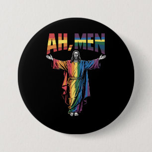Chapa Redonda De 7 Cm Ah Hombres Divertidos LGBT Orgullo Gay Jesús Crist