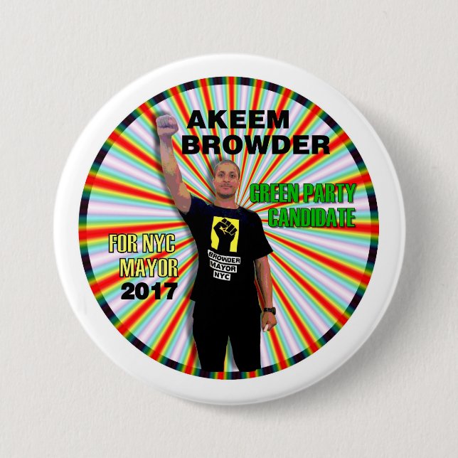 Chapa Redonda De 7 Cm Akeem Browder para el alcalde de NYC (Anverso)